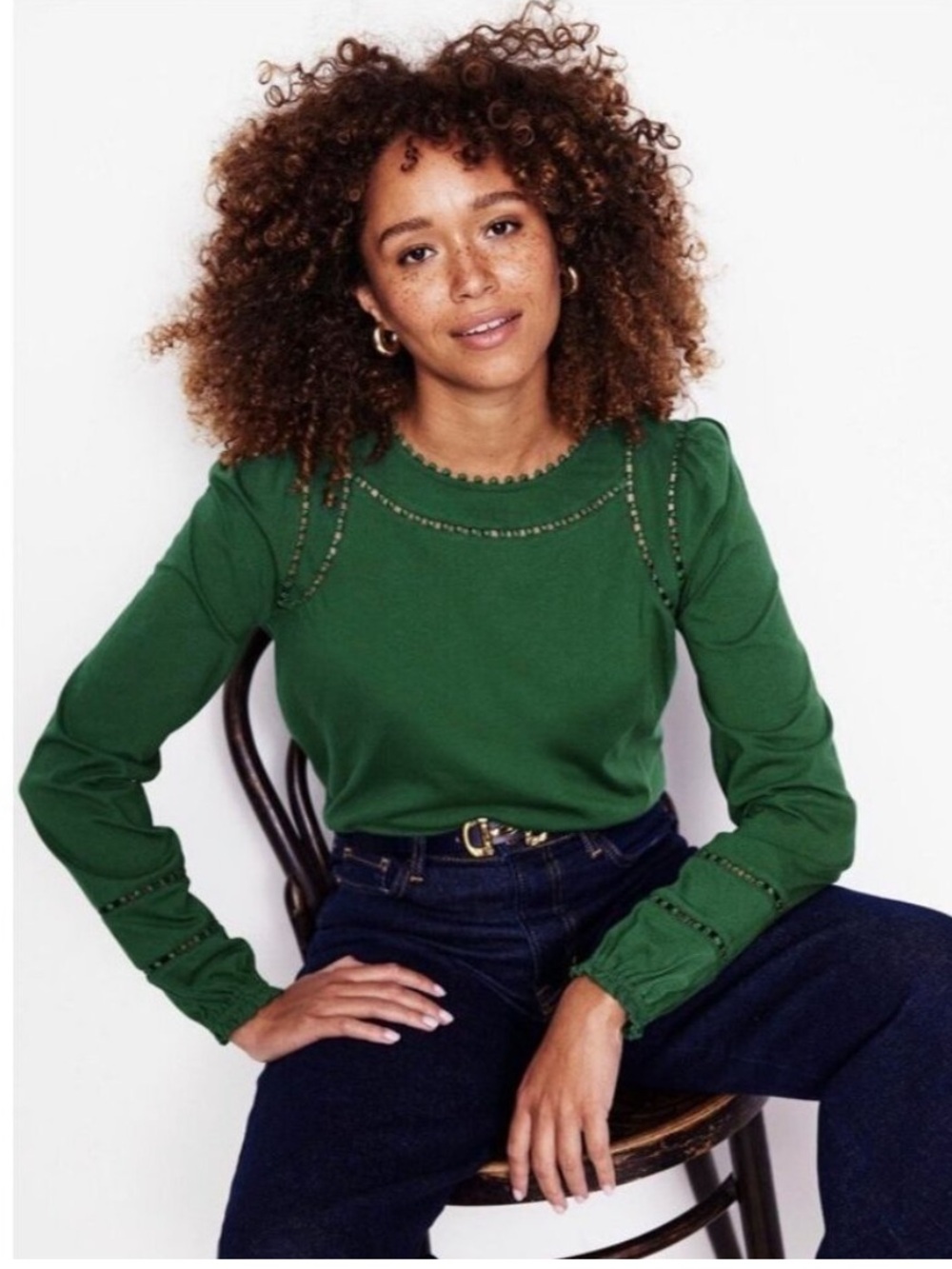 Boden Mila Long Sleeve Top Pine 8